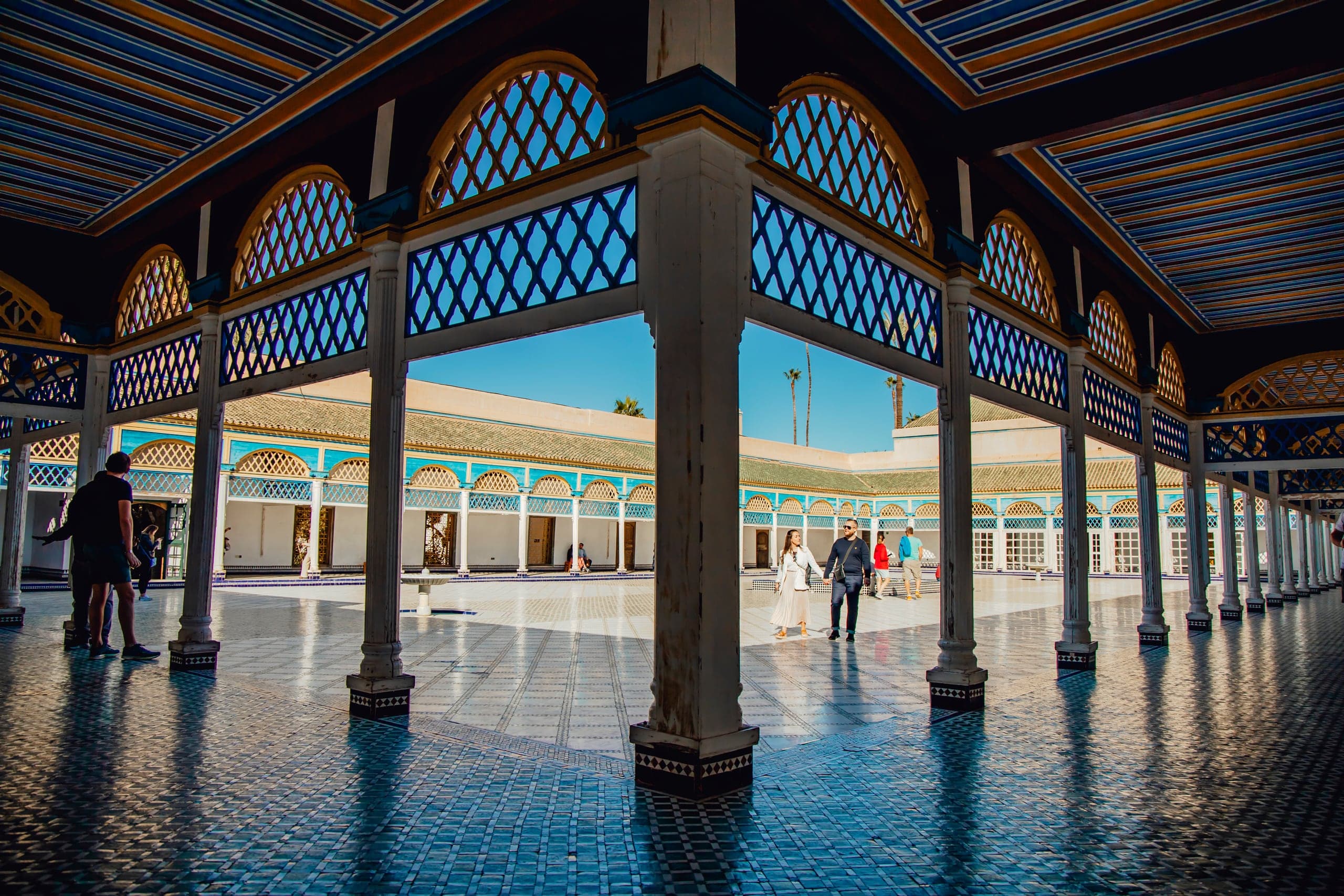 The colonnaded great courtyard of the Bahia Palace, Marrakech