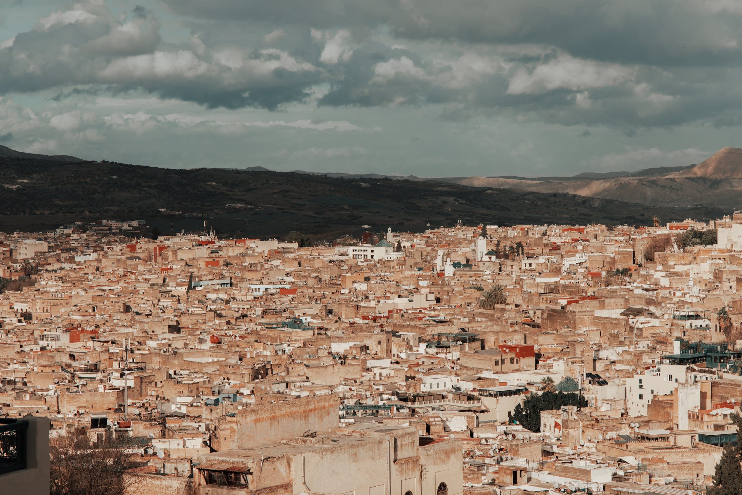 Storm light over the rooftops of Fes
